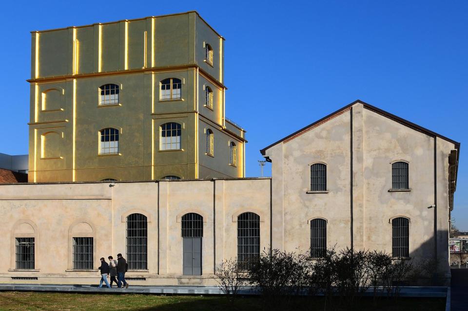 In 2015 Fondazione Prada’s new Milan home was unveiled , designed by Rem Koolhaas. Patrizio Bertelli and Miuccia Prada - Alamy Stock Photo