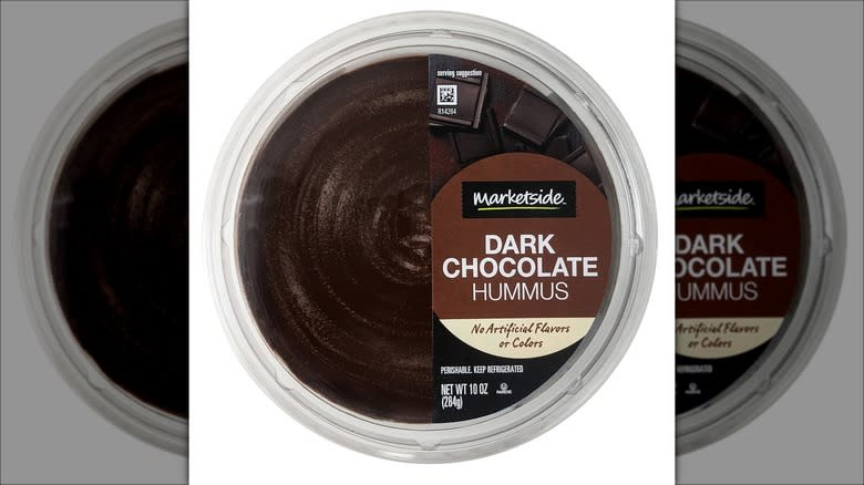 Pot of dark chocolate hummus