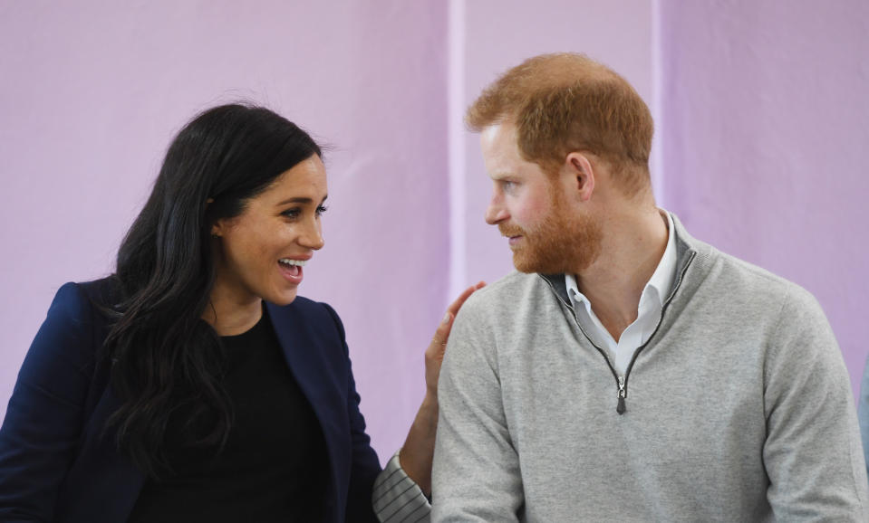 Meghan and Harry at the school in Morocco [Photo: PA]