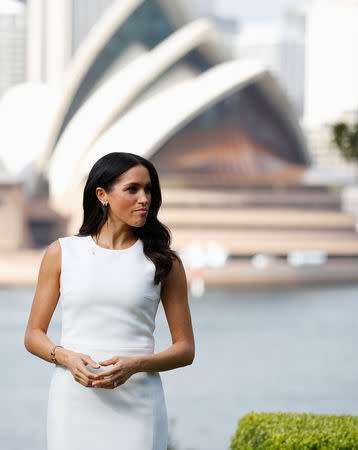 Britain's Meghan, Duchess of Sussex looks on next to Australia's Governor General Peter Cosgrove at Admiralty House during their visit in Sydney, Australia October 16, 2018. REUTERS/Phil Noble/Pool