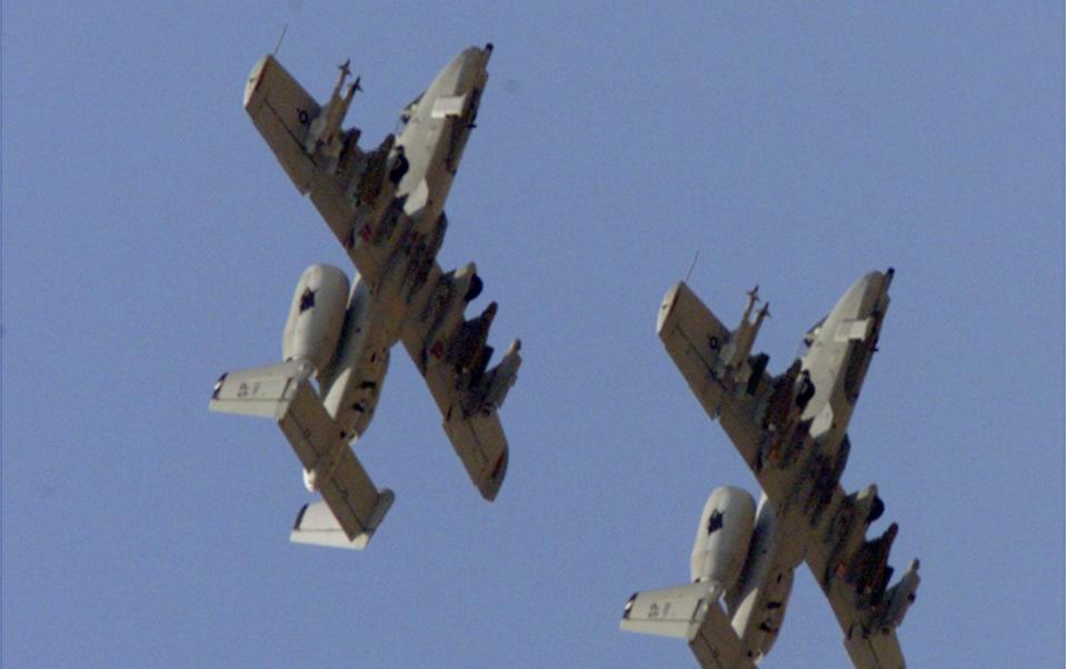 Heavily-armed A-10 Thunderbolt II 'Warthog' attack planes. They would be an excellent addition to Ukraine's armoury