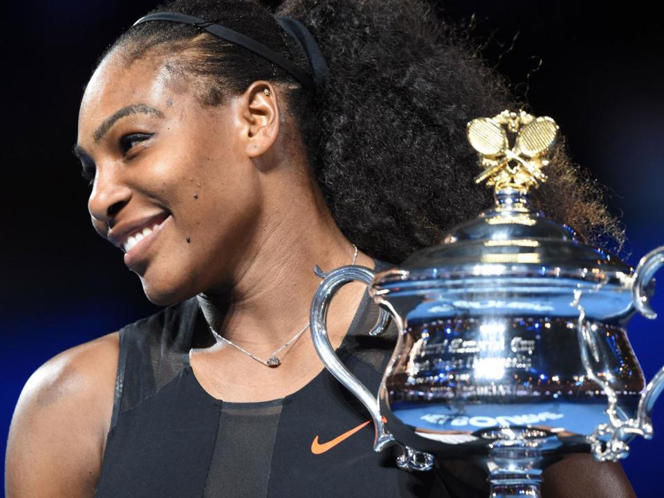 Williams with the Australian Open trophy earlier in the year (Getty)