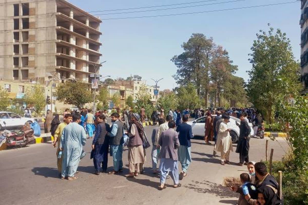 People gather on the streets in Herat after the earthquake (AFP via Getty Images)