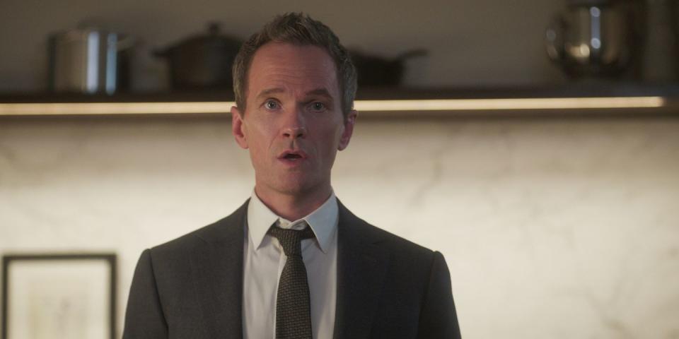 neil patrick harris as michael lawson looking shocked in uncoupled