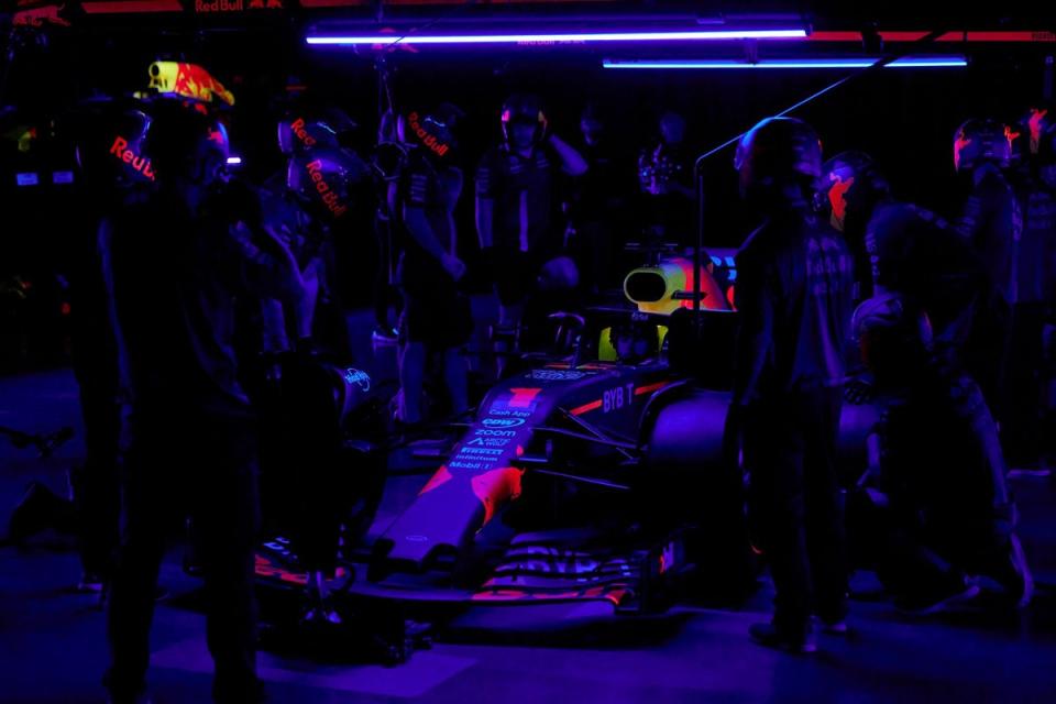 Red Bull have experimented with pitch-black pitstops (Oracle Red Bull Racing)