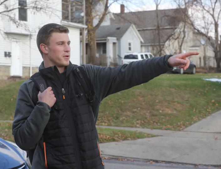 University of Akron student Matthew Koss talks about off-campus safety Tuesday in Akron.