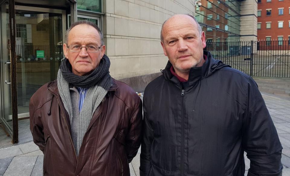 David and Erne Thompson outside Laganside Courts in Belfast for a previous inquest hearing (Rebecca Black/PA) (PA Archive)