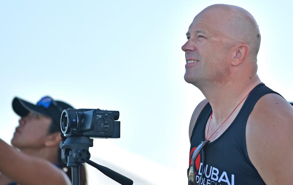 Nikolay Valchinkovski videoing his Dubai teammates. For now it's all business, but the minute final races are over, it's time to let loose. The International Dragon Boat Federation 13th IDBF Club Crew World Championships is being held at Sarasota-Bradenton's Nathan Benderson Park (NBP) from now through Sunday, July 24, 2022. The event is free and open to the public, however, there is a $15 parking charge if you'd like to park on the island. For more information visit 2022ccwc.com. Livestreams of the event visit youtube.com/nathanbendersonparkconservancy.