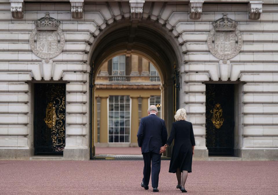 King Charles and Queen Camilla during the mourning period for Queen Elizabeth in September 2022