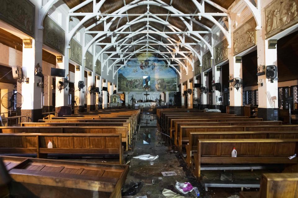 The interior of St. Anthony's Shrine is pictured in Colombo on April 26, 2019, following a series of bomb blasts targeting churches and luxury hotels on Easter Sunday in Sri Lanka.  (Photo: Jewel Samad/AFP/Getty Images)