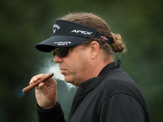 Xander Schauffele’s father, Stefan, watches on during the final round of the US Open (Getty)