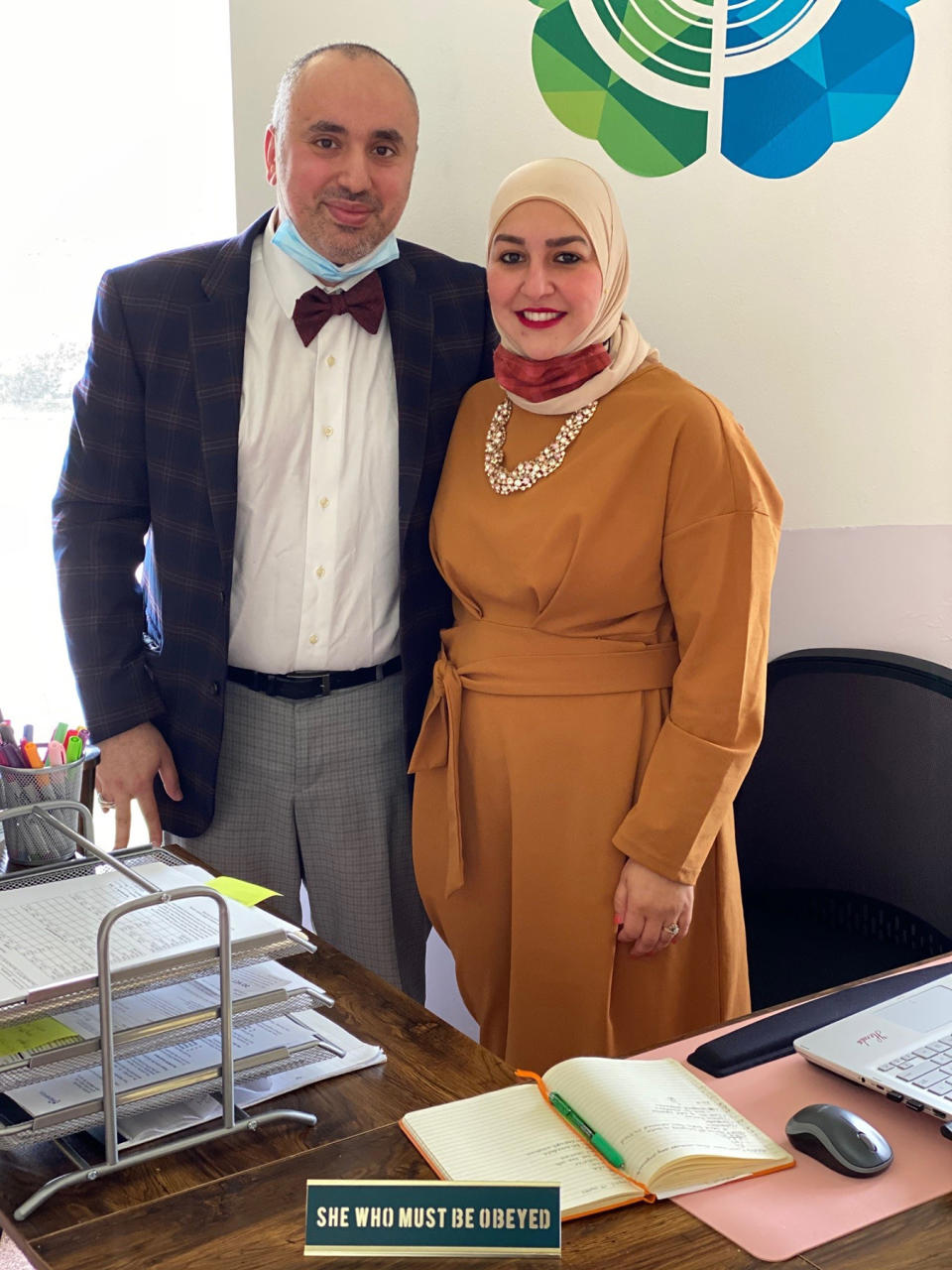 Dr. Shady Shebak and his wife, Henda Al Biatty, at their psychiatric clinic in Dearborn.