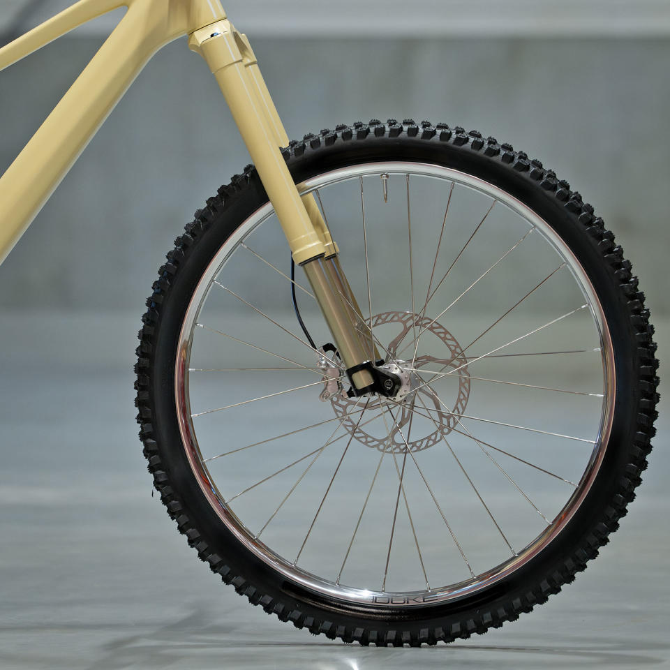 Dangerholm Scott Genius ST custom all-mountain bike of the future project, chrome front wheel