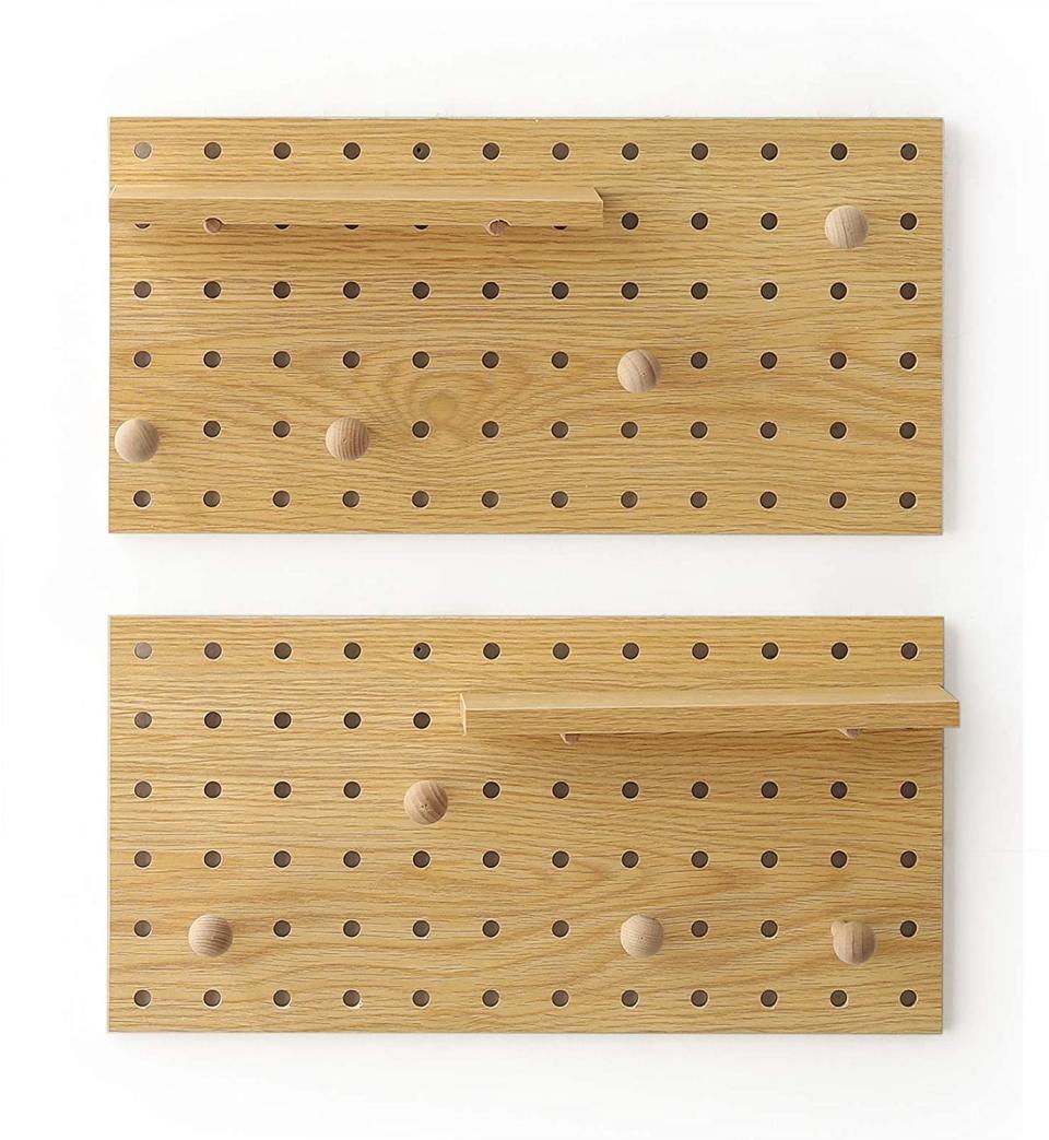 Wooden Pegboard Modular Display Organization Storage Wall Hooks