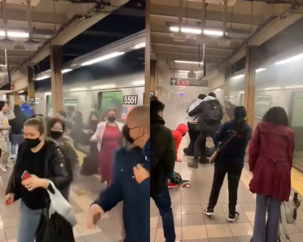 美國紐約地鐵驚傳槍擊事件。（圖／翻攝自推特）