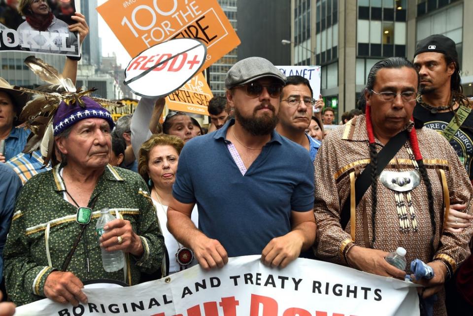 Protest what you preach: DiCaprio at the People’s Climate March, 2014 (AFP via Getty Images)