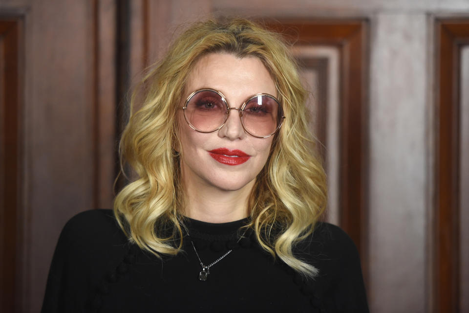 Courtney Love seemed apprehensive about making the comment. Copyright: [Rex]