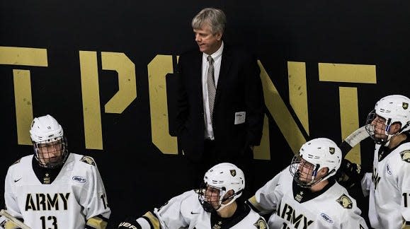 Army hockey coach Brian Riley is headed into his 19th season. His Black Knights will play 20 home games in 2022-23. ARMY ATHLETICS