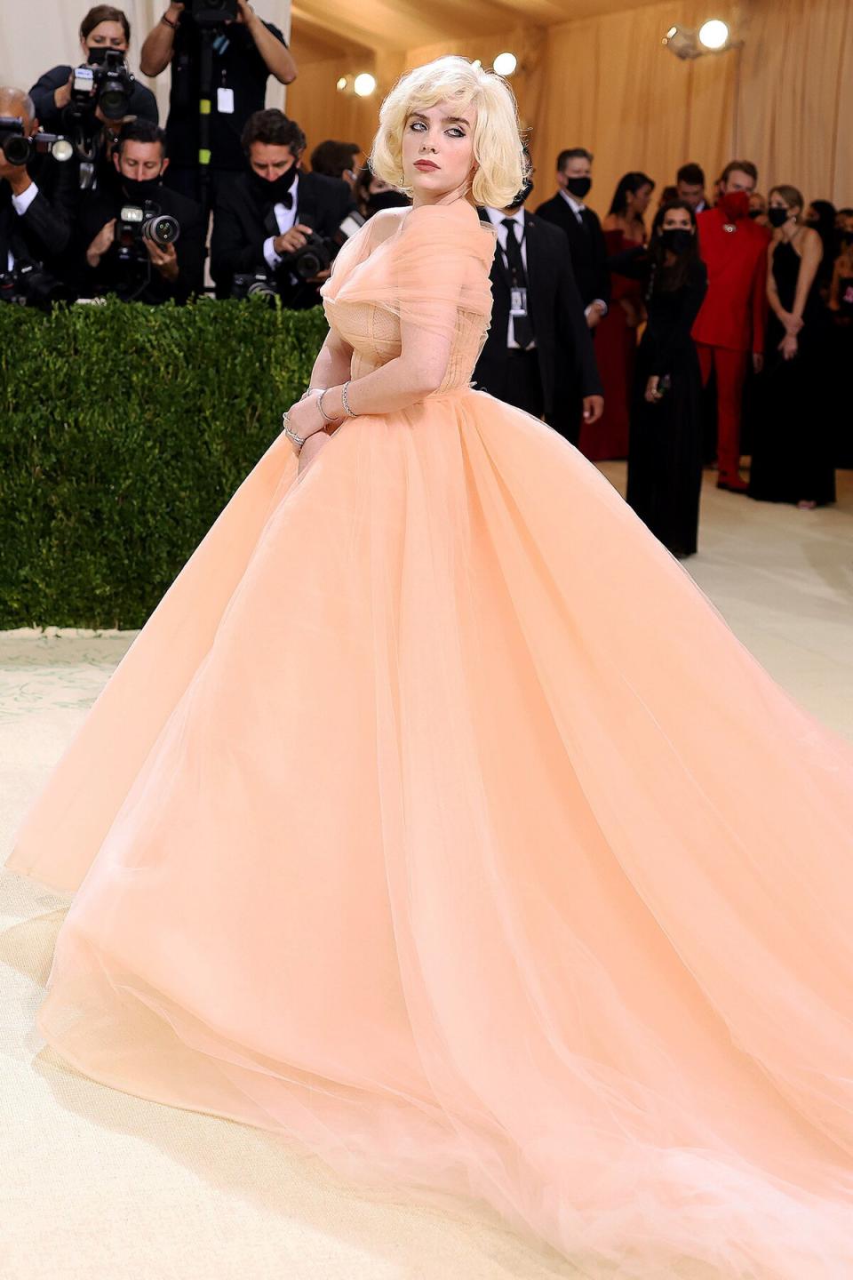 Co-chair Billie Eilish attends The 2021 Met Gala Celebrating In America: A Lexicon Of Fashion at Metropolitan Museum of Art on September 13, 2021 in New York City.