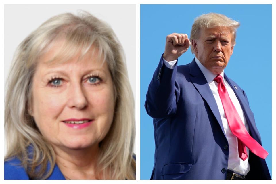 Tory mayoral hopeful Susan Hall and Donald Trump (City Hall / AP Photo/Alex Brandon)