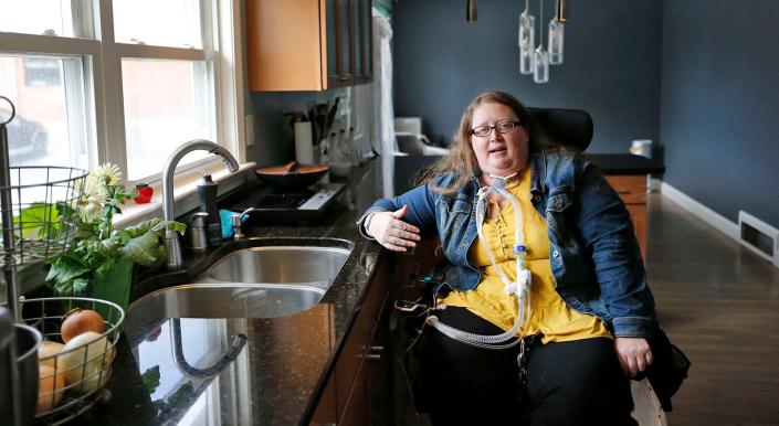 Crystal Evans, of Braintree, is getting new ramps with the help of the Braintree Rotary Club. She also has accessibility issues inside her home. Wednesday, May 11, 2022.