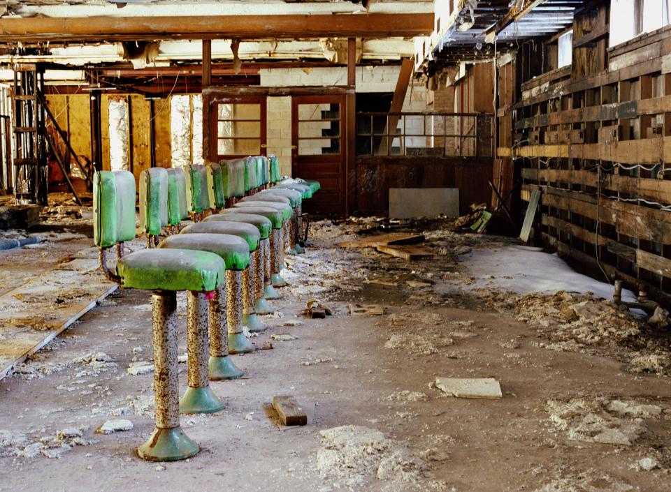 The coffee shop at Grossinger's Catskill Resort and Hotel in Liberty, New York, as captured by Marisa Scheinfeld in her 2016 book, "The Borscht Belt: Revisiting the Remains of America's Jewish Vacationland."