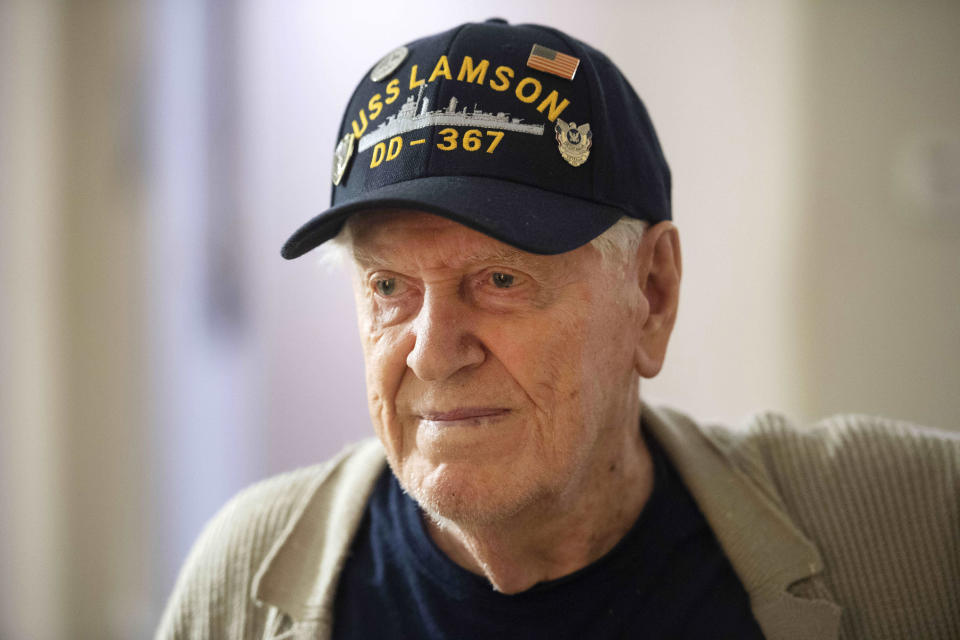 In this Tuesday, Jan. 8, 2019 photo, Duane Sherman, who has received over 50,000 birthday cards after his daughter's social media request went viral, poses for a photo at his home in Fullerton, Calif. (Kevin Sullivan/The Orange County Register via AP)