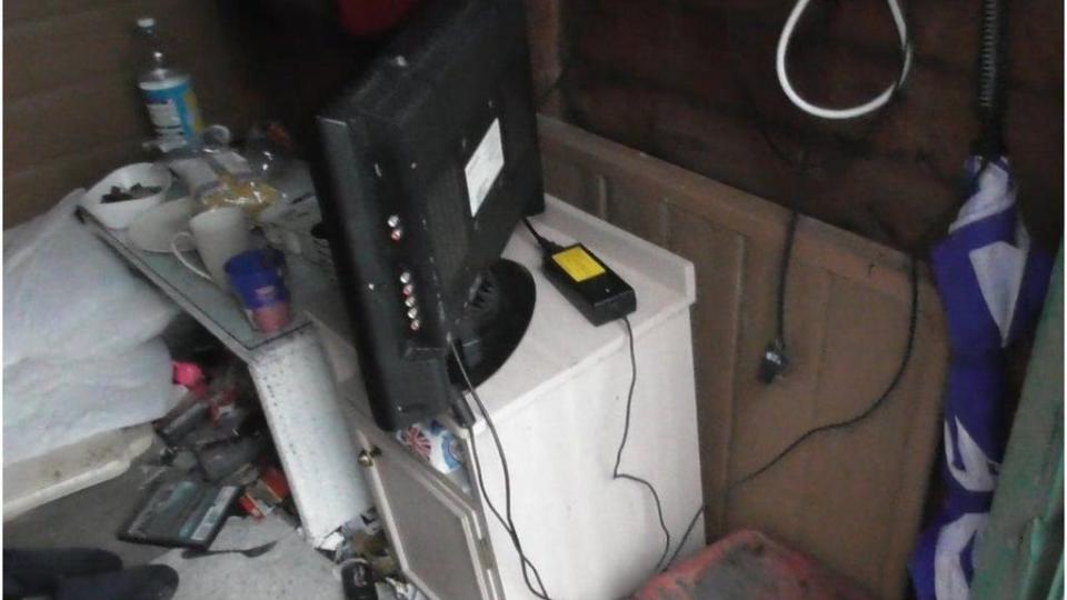 Shed contained a metered TV and a soiled mattress on the floor (GLAA)