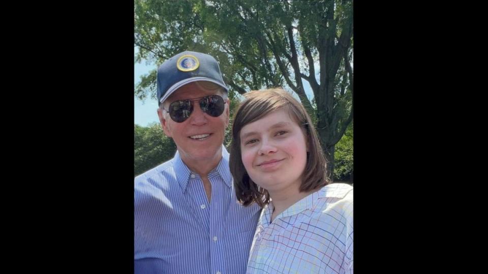 Avery Jackson met President Joe Biden earlier this year during a trip to D.C. Jackson and their family have been advocates for trans rights.