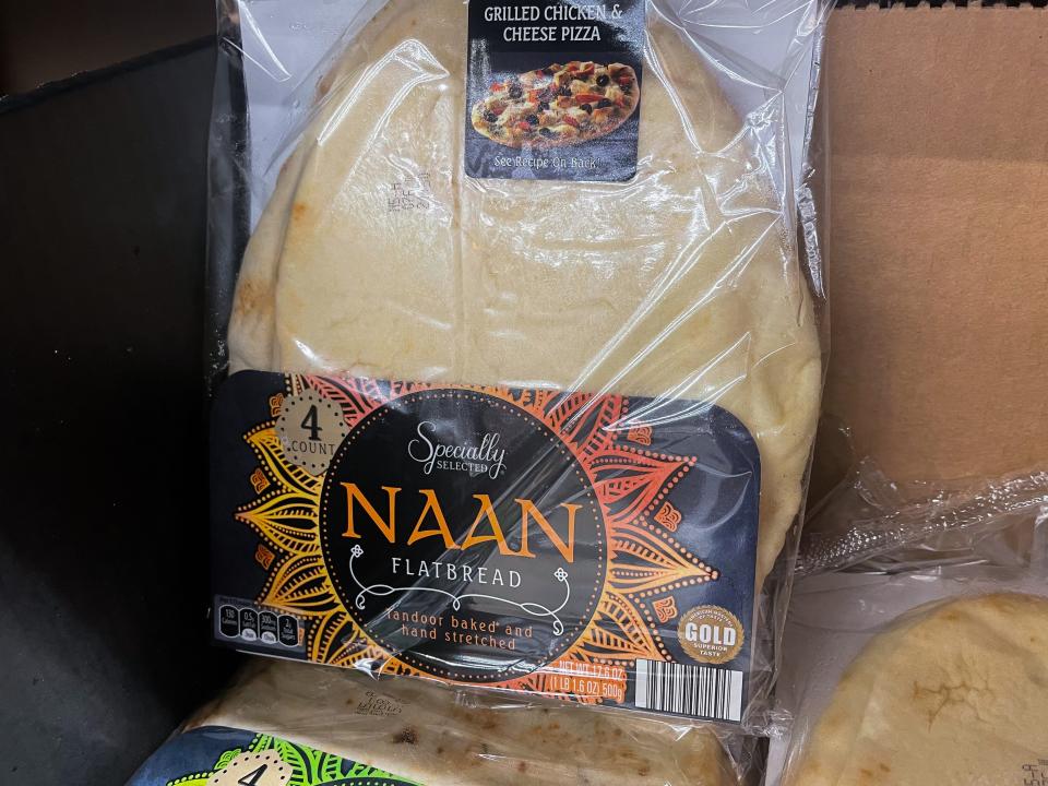 Package of naan bread in a cardboard box