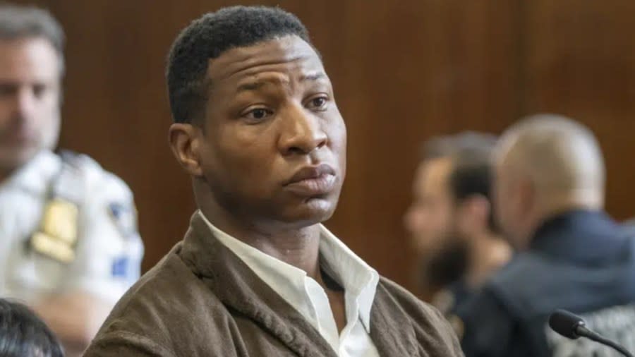 Jonathan Majors is seen in court during a hearing in his domestic violence case Tuesday, June 20, in New York. (Photo: Steven Hirsch/AP, Pool)