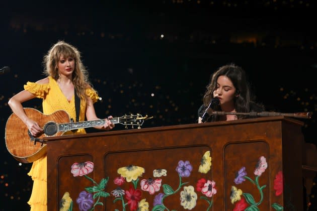 Taylor Swift and Gracie Abrams perform during night two of "Taylor Swift | The Eras Tour" at Paycor Stadium on July 1, 2023 in Cincinnati, Ohio.  - Credit: TAS2023/Getty Images
