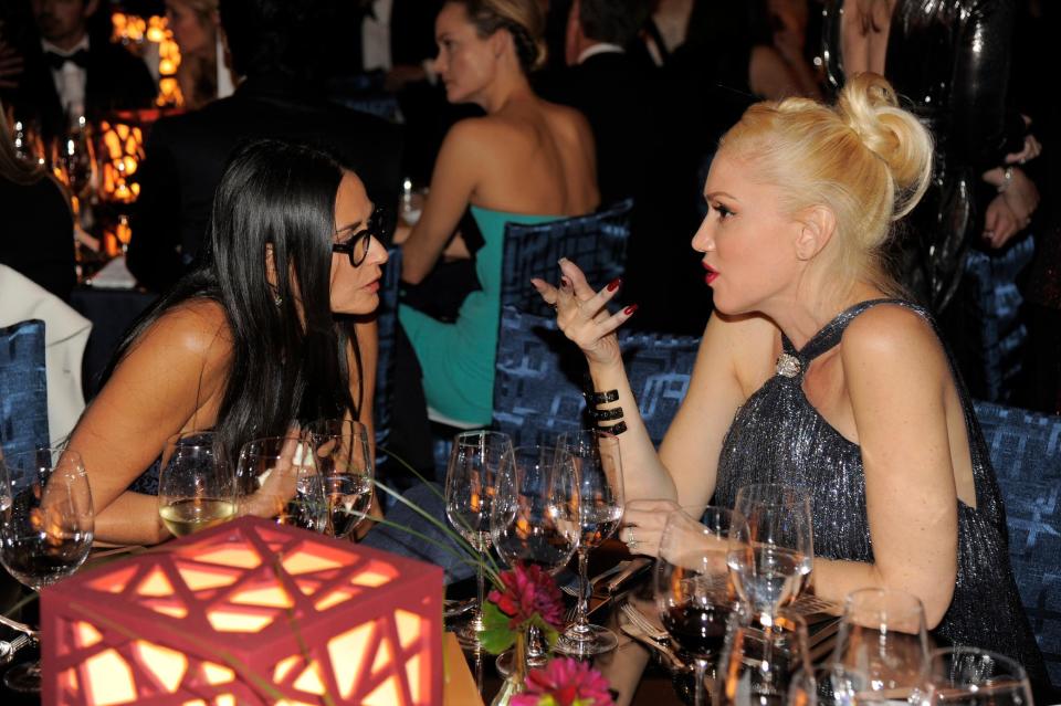 Actress Demi Moore, left, and musician Gwen Stefani attend the Wallis Annenberg Center for the Performing Arts Inaugural Gala on Thursday, Oct. 17, 2013, in Beverly Hills, Calif. (Photo by Chris Pizzello/Invision/AP)