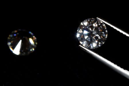 A high-quality diamond is seen in a jewellery shop in Milan