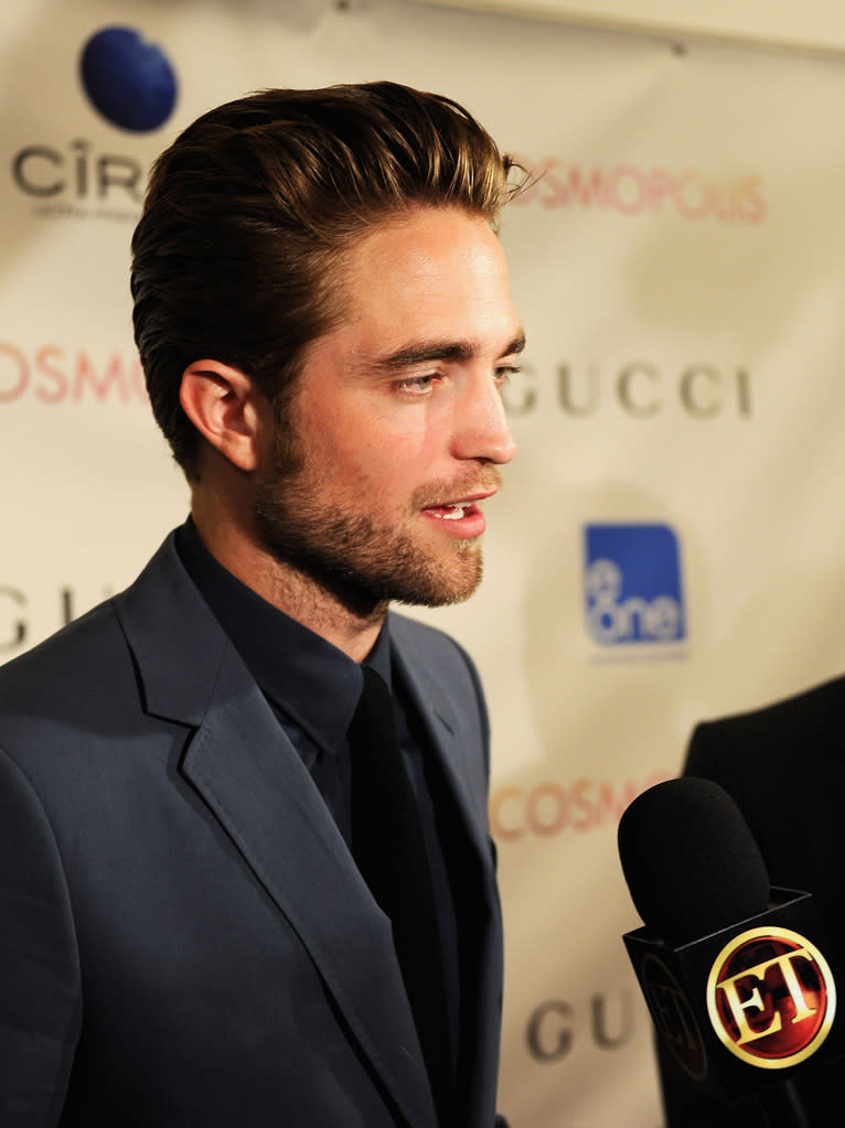 Robert Pattinson chats with reporters at the New York premiere of "Cosmopolis" on August 13, 2012.