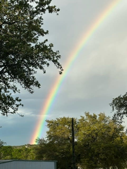 A rainbow appeared in Georgetown after scattered storms passed through Central Texas on Wednesday | Courtesy Pam Geiger