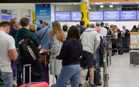 A general view of the Thomas Cook check-in desks in the South Terminal of Gatwick Airport - Credit: PA