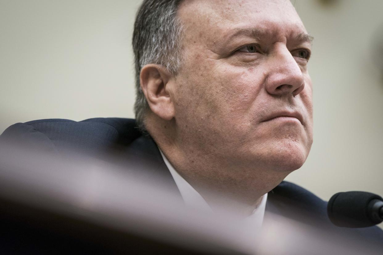 Mike Pompeo, U.S. secretary of state, listens during a House Foreign Affairs Committee hearing in Washington, D.C., U.S., on Friday, Feb. 28, 2020. (Sarah Silbiger/Bloomberg via Getty Images)