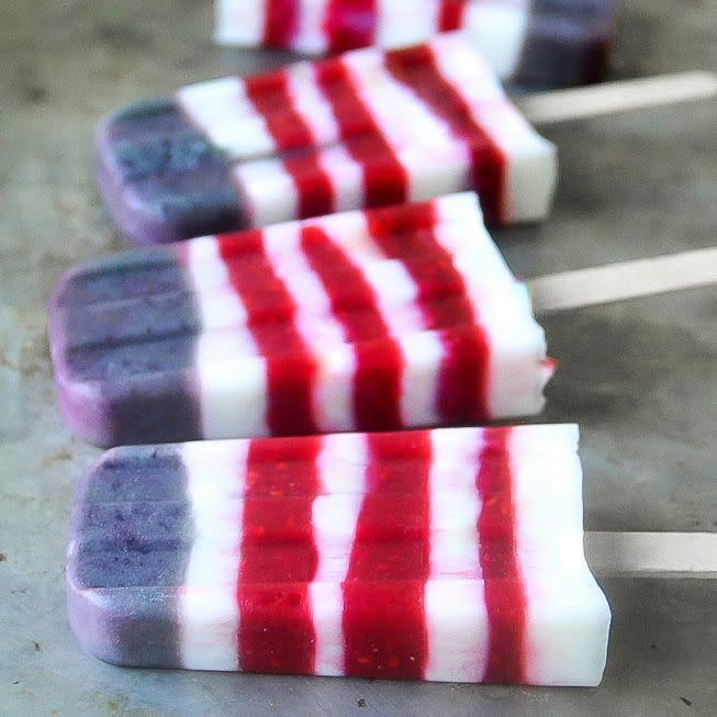 Red, White, and Blueberry Yogurt Popsicles