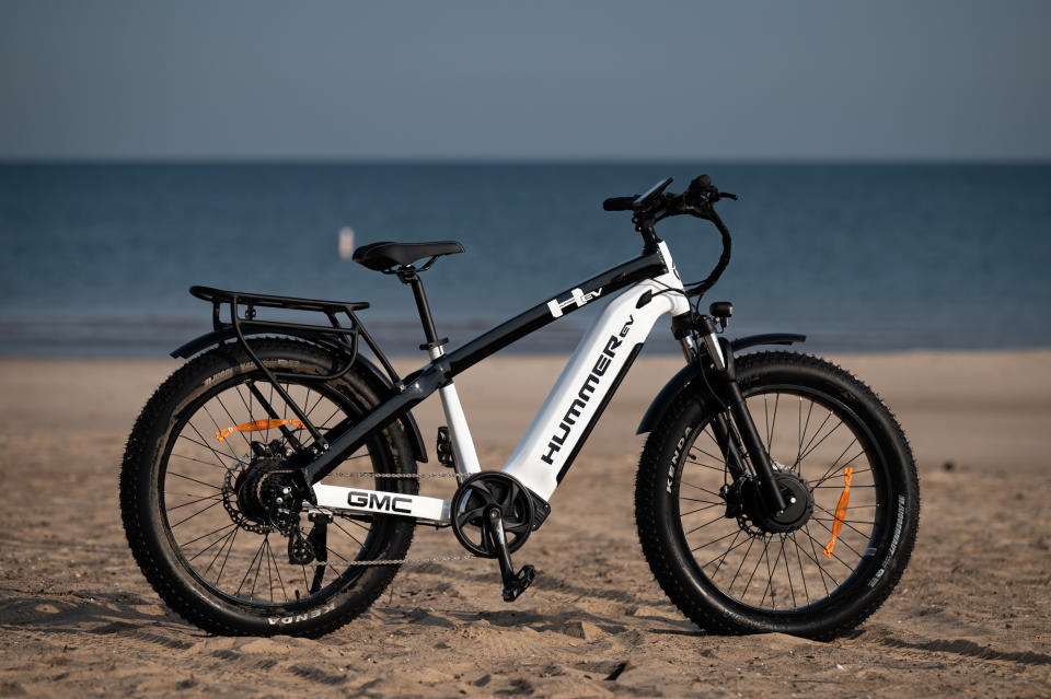 The Hummer EV Bicycle on the beach