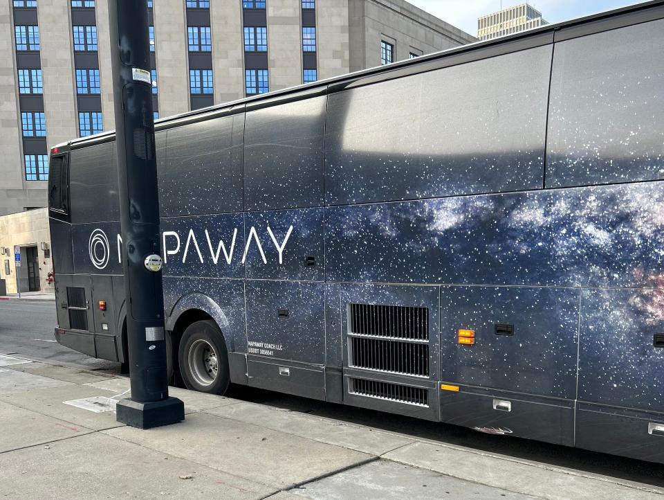 napaway bus with space theme