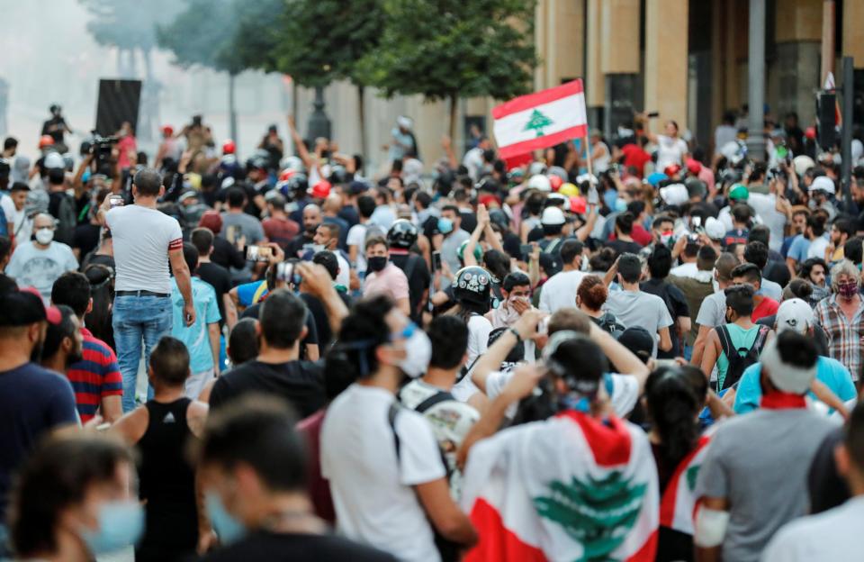 Demonstrators take part in a protest after last week's blast (REUTERS)