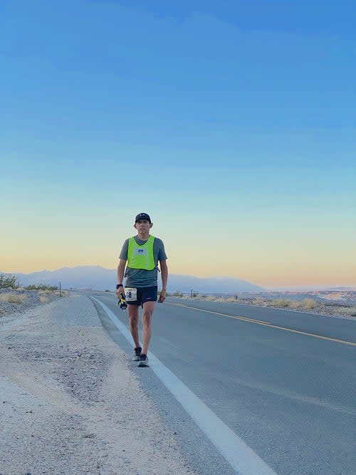 <span class="article__caption">Eli Neztsosie on the race course at Badwater 135. </span> (Photo: Jesse Crane)