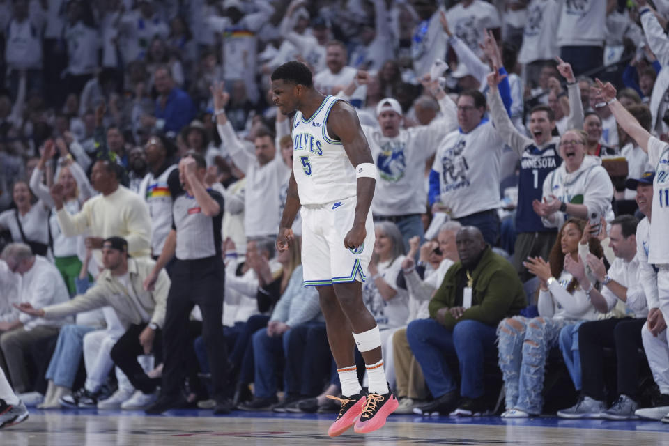 Anthony Edwards and the Timberwolves have dominated the Suns through two games.  (AP Photo/Abbie Parr)