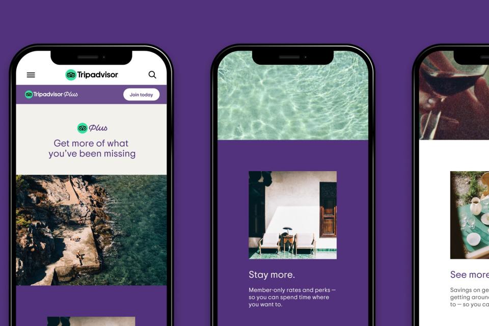 Phones displaying TripAdvisor app Plus