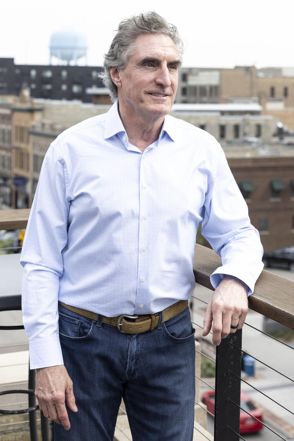Doug Burgum on the rooftop patio of the Fargo development firm he founded. (Tim Gruber for NBC News)