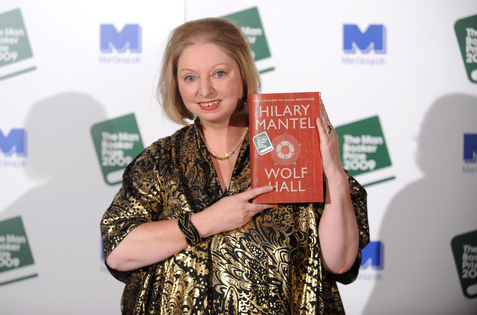 Hilary Mantel winner of the Man Booker Prize for Fiction for her book, Wolf Hall, during the Man Booker Prize for Fiction ceremony at the Guildhall in London.   (Photo by Zak Hussein/PA Images via Getty Images)