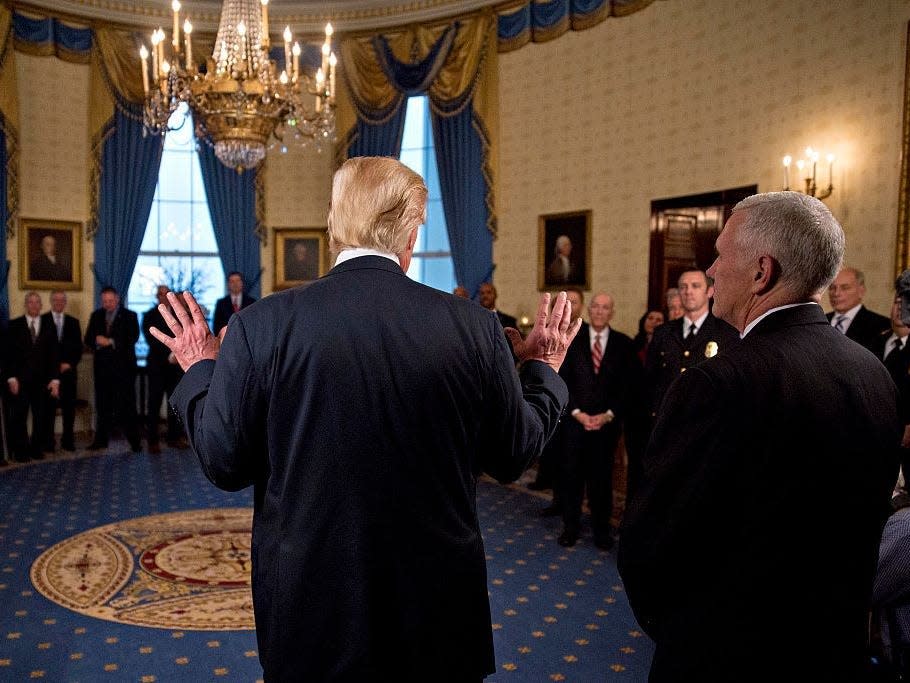 President Donald Trump in the Blue Room in 2017.