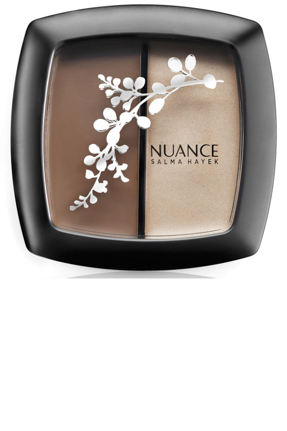 <p><strong>Nuance Salma Hayek</strong> Flawless Finish Contour & Illuminate Duo, $13, <a rel="nofollow noopener" href="http://nuancesalmahayek.com/product/flawless-finish-contour-illuminate-duo-pearl-light-shaded-sand-648840" target="_blank" data-ylk="slk:nuancesalmahayek.com;elm:context_link;itc:0;sec:content-canvas" class="link ">nuancesalmahayek.com</a>. </p>