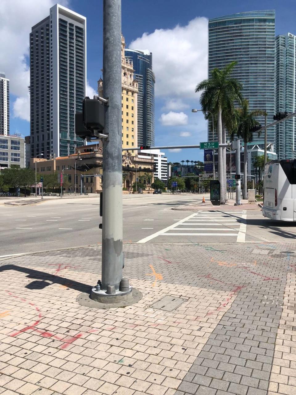 People may have actually heeded the Trump traffic warnings and tuned into local news. The normally clogged stretch of Biscayne Boulevard on Northeast Fifth Street, leading into the Port of Miami in front of Bayside Marketplace, resembled a ghost town around 11 a.m. Tuesday.